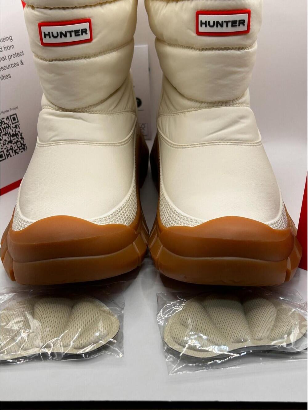 Hunter Women's Intrepid Short Snow Boots White Willow Gum New Size 10